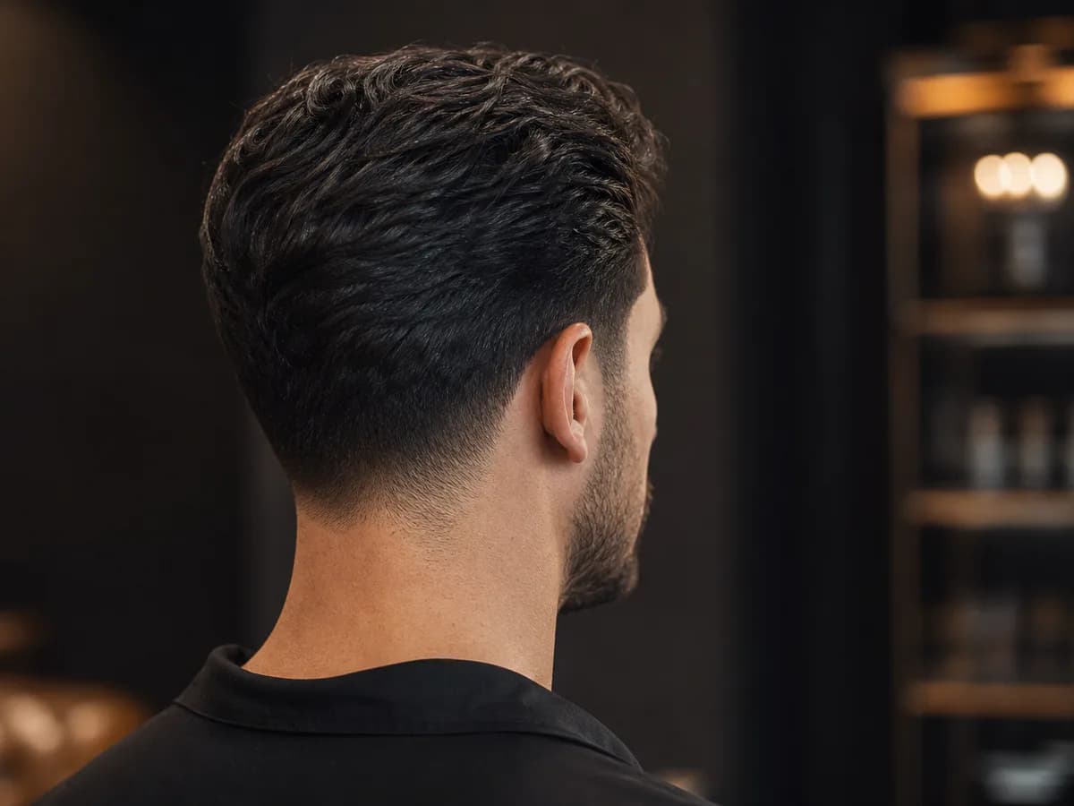 Herrklippning med ren toning och texturerad överdel
